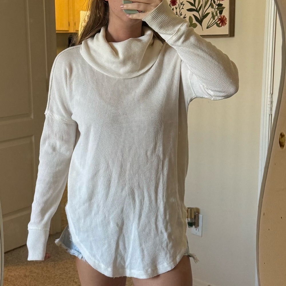 Anthropologie Ivory Cowl Neck Tunic Sweater
